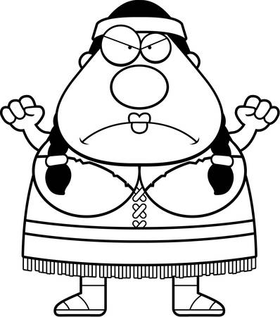 A cartoon illustration of a Native American woman looking angry.のイラスト素材