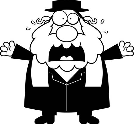 A cartoon illustration of a rabbi looking scared.のイラスト素材