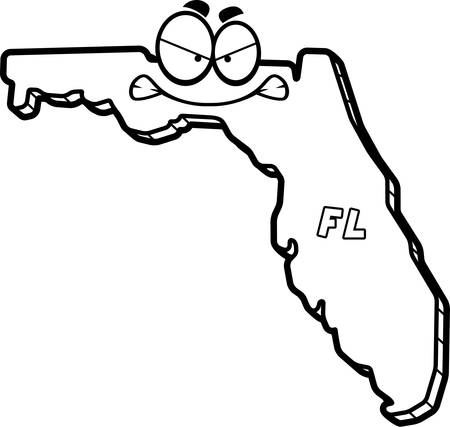 A cartoon illustration of the state of Florida looking angry.のイラスト素材