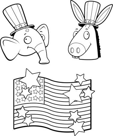 A cartoon donkey and elephant political characters.のイラスト素材