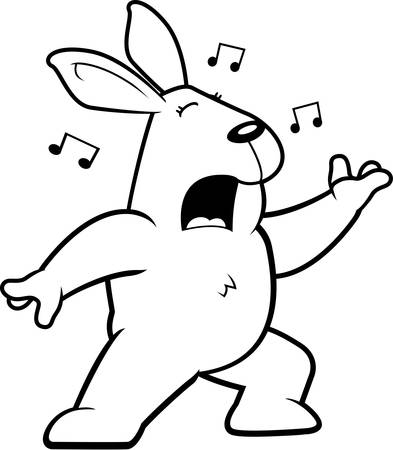 A cartoon rabbit standing and singing a song.のイラスト素材