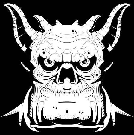 A cartoon illustration of an evil looking demon.のイラスト素材