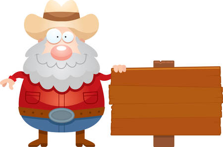A cartoon illustration of a miner with a sign.のイラスト素材