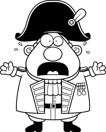 A cartoon illustration of a British Admiral looking scared.のイラスト素材