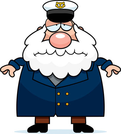 A cartoon illustration of a sea captain looking sad.のイラスト素材