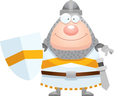 A cartoon illustration of a knight looking happy.のイラスト素材