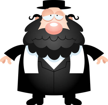 A cartoon illustration of a rabbi looking sad.のイラスト素材