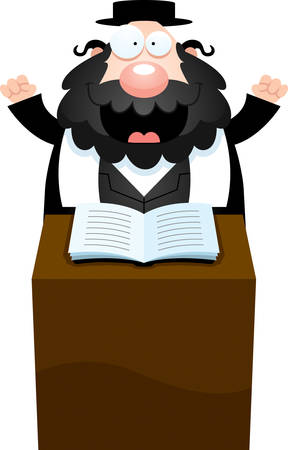 A cartoon illustration of a rabbi giving a sermon.のイラスト素材