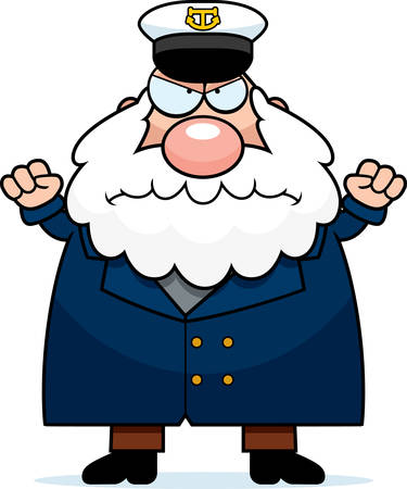 A cartoon illustration of a sea captain looking angry.のイラスト素材