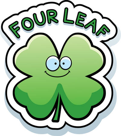 A cartoon illustration of the text Four Leaf Clover with a Saint Patrick's Day theme.のイラスト素材