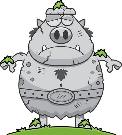 A cartoon illustration of a troll turned to stone.のイラスト素材
