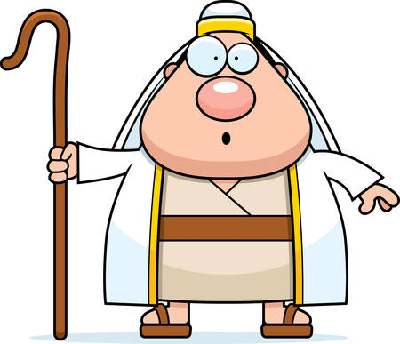 A cartoon illustration of a shepherd looking surprised.のイラスト素材