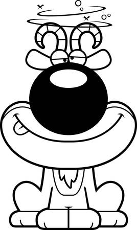 A cartoon illustration of a goat looking drunk.のイラスト素材