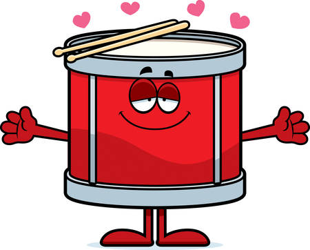 A cartoon illustration of a drum ready to give a hug.のイラスト素材