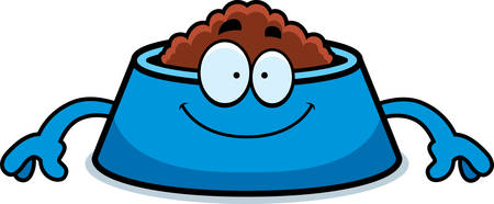 A cartoon illustration of a dog bowl looking happy.のイラスト素材
