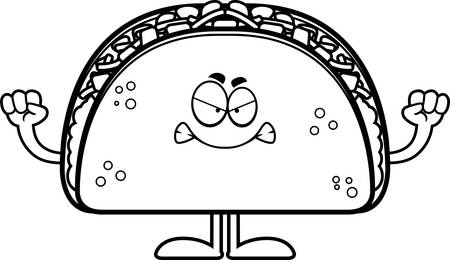 A cartoon illustration of a taco looking angry.のイラスト素材
