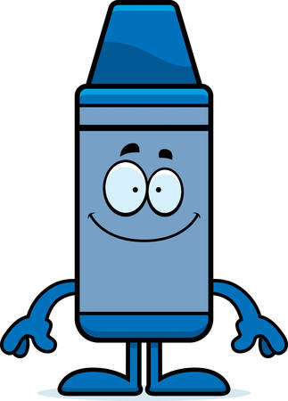 A cartoon illustration of a crayon looking happy.のイラスト素材