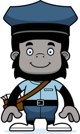 A cartoon mail carrier gorilla smiling.のイラスト素材