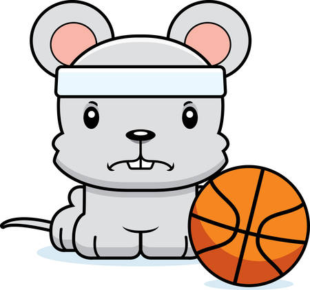 A cartoon basketball player mouse looking angry.のイラスト素材