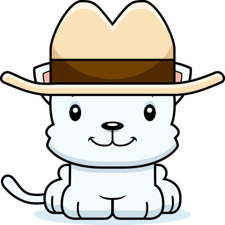 A cartoon cowboy kitten smiling.のイラスト素材