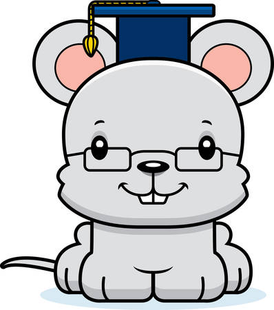 A cartoon teacher mouse smiling.のイラスト素材