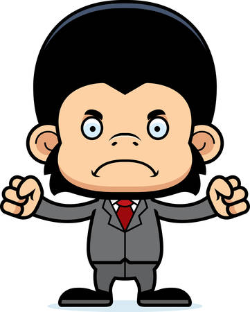 A cartoon businessperson chimpanzee looking angry.のイラスト素材
