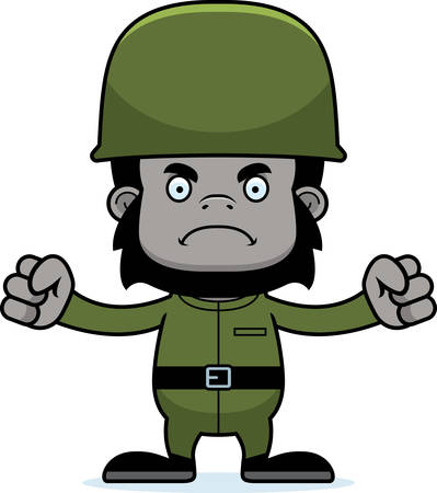 A cartoon soldier gorilla looking angry.のイラスト素材