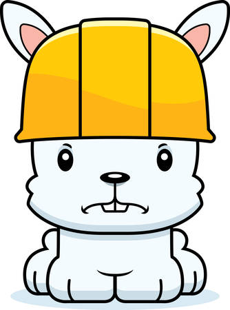 A cartoon construction worker bunny looking angry.のイラスト素材