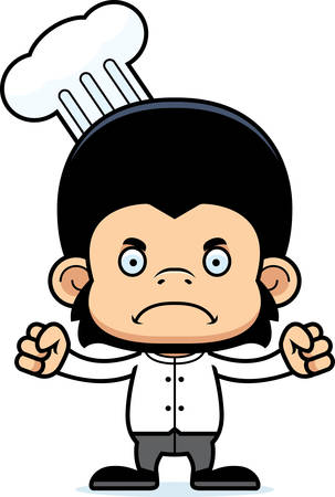 A cartoon chef chimpanzee looking angry.のイラスト素材