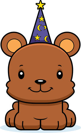 A cartoon wizard bear smiling.のイラスト素材