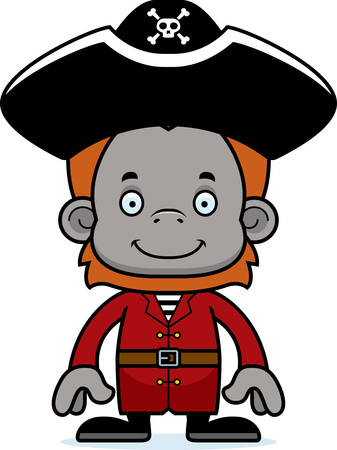 A cartoon pirate orangutan smiling.のイラスト素材
