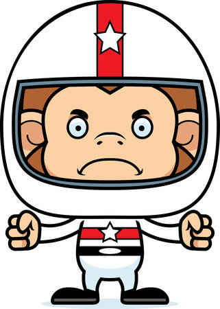 A cartoon race car driver monkey looking angry.のイラスト素材
