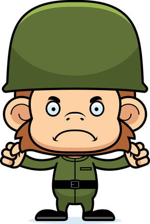 A cartoon soldier monkey looking angry.のイラスト素材