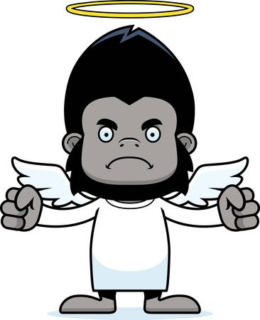 A cartoon angel gorilla looking angry.のイラスト素材