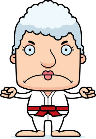 A cartoon karate woman looking angry.のイラスト素材