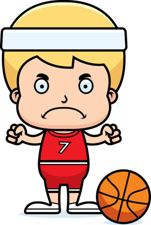 A cartoon basketball player boy looking angry.のイラスト素材