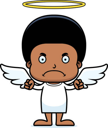 A cartoon angel boy looking angry.のイラスト素材