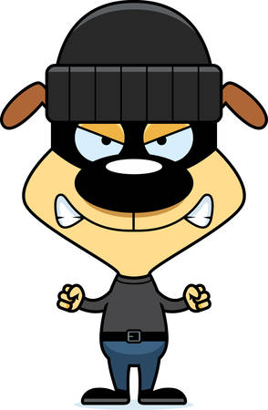 A cartoon thief puppy looking angry.のイラスト素材