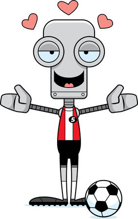 A cartoon soccer player robot ready to give a hug.のイラスト素材