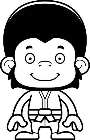 A cartoon karate chimpanzee smiling.のイラスト素材