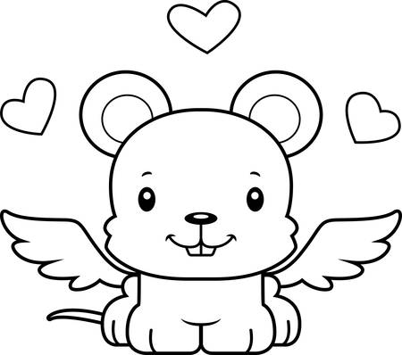 A cartoon cupid mouse smiling.のイラスト素材