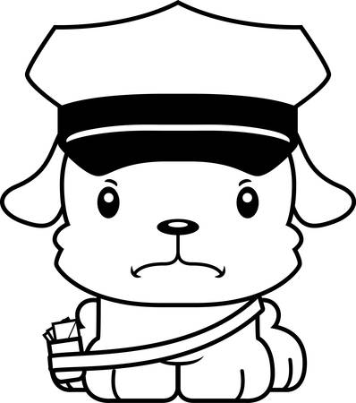 A cartoon mail carrier puppy looking angry.のイラスト素材