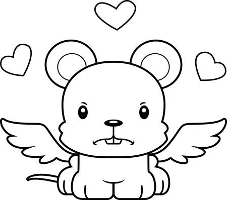 A cartoon cupid mouse looking angry.のイラスト素材