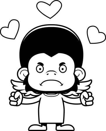 A cartoon cupid chimpanzee looking angry.のイラスト素材