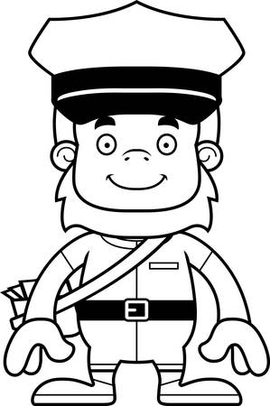 A cartoon mail carrier sasquatch smiling.のイラスト素材