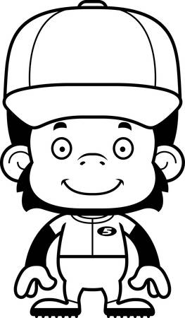 A cartoon baseball player chimpanzee smiling.のイラスト素材