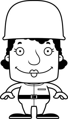 A cartoon soldier woman smiling.のイラスト素材