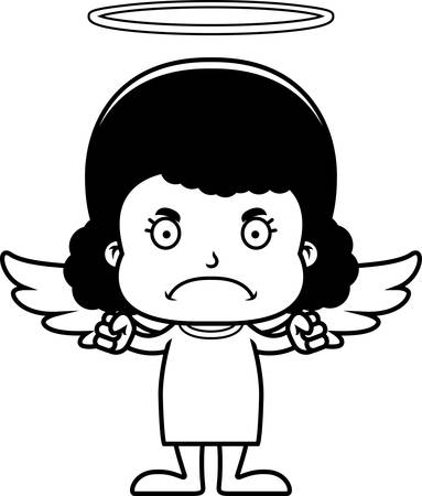 A cartoon angel girl looking angry.のイラスト素材