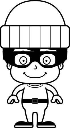 A cartoon thief boy smiling.のイラスト素材