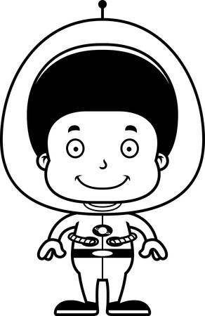 A cartoon spaceman boy smiling.のイラスト素材
